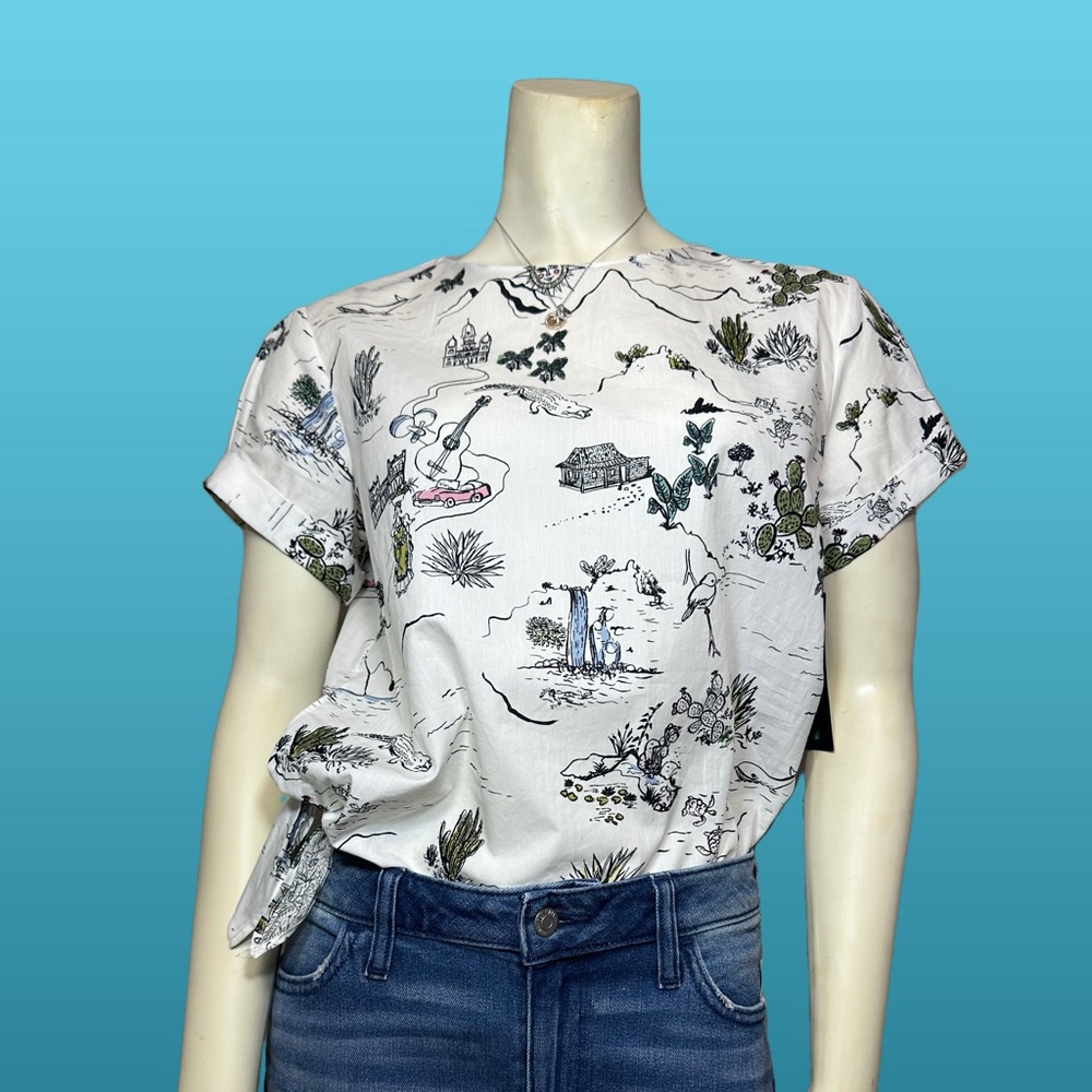 NWT Zara Basic Women's Side Tie Road Trip Blouse